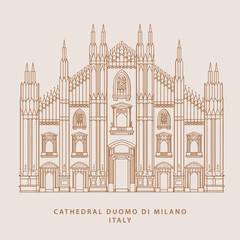 Obraz premium Hand Drawn Cathedral Duomo di Milano Illustration Design in Vector.