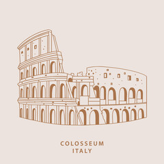 Illustration of colosseum building in simple line art design in vector.