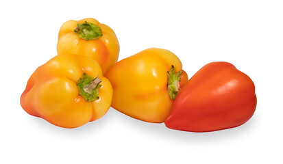 A group of peppers isolated on a white background.Juicy fresh peppers lying on a white background.It is intended for use for posters, labels and web design.