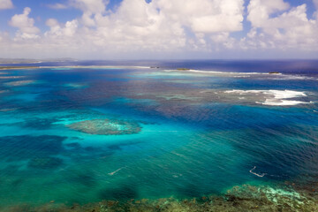 Beautiful tropical seascape with sky and azure sea.