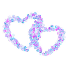 Violet beads confetti scatter vector composition. Circle shimmering foil particles holiday decoration flatlay. Christmas confetti placer flickering pattern.