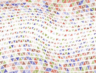Dynamic triangles halftone pattern. Fade triangular shapes cover background. Random