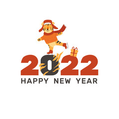 Postcard, banner. Happy new year 2022, tiger image, Symbol of Chinese. Vector.