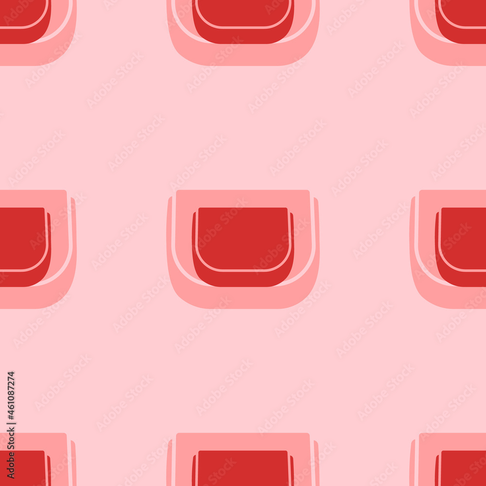Poster seamless pattern of large isolated red ladies handbag symbols. the elements are evenly spaced. vecto