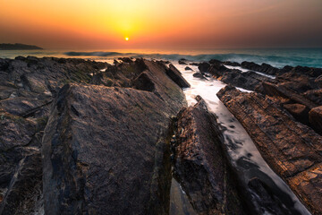Sunset at Bidart's beach next to Biarritz, Basque Country..