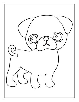 Coloring Book Pages for Kids. Coloring book for children. Dogs. 