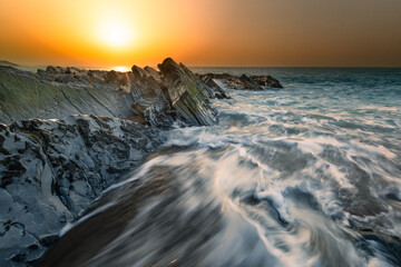 Sunset at Bidart's beach next to Biarritz, Basque Country..