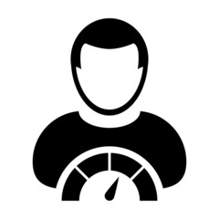 Social credit score icon scoring meter vector male user person profile avatar symbol for in a glyph pictogram illustration