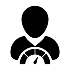 Social credit icon score meter vector male user person profile avatar symbol for in a glyph pictogram illustration
