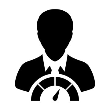 Social credit icon score meter vector male user person profile avatar symbol for in a glyph pictogram illustration