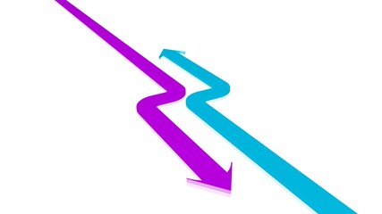 zwei Pfeile weichen einander aus