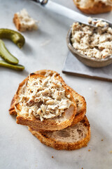 Mackerel Riyette. Mackerel paste on toasts from fried bread