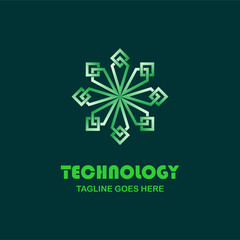 abstract technology logo. kite icon and green box rotating light illustration. creative, trendy and cool logo templates for business companies