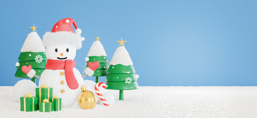 snow man with merry christmas concept for your product display
