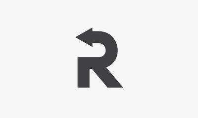 R letter with arrow back logo concept on white background.