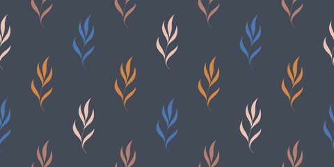 Leaves seamless pattern in pastel color. Nature background. Vector illustration for design.