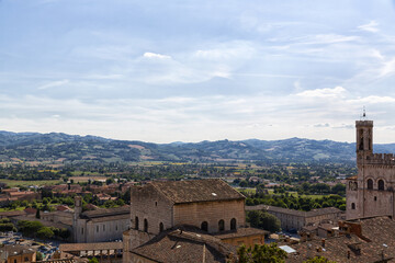 Fototapeta na wymiar Panoramic view of the ancient city of Gubbio, a medieval city in Umbria