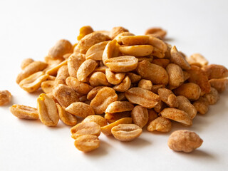 Roasted chili lemon peanuts on white background