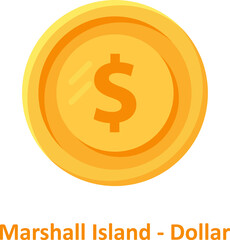 Marshall island dollar Coin Isolated Vector icon which can easily modify or edit


