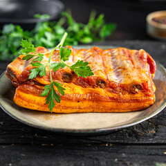 ribs raw meat pork spices paprika herbs fresh meal snack on the table copy space food background rustic top view 