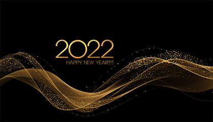 Fototapeta 2022 New Year Abstract shiny color gold wave design element obraz