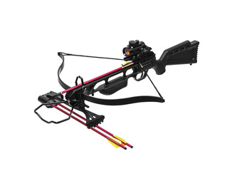 Modern crossbow. Quiet weapon for hunting, sports and recreation. Isolate on a white back