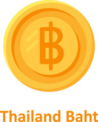 Thailand Baht Coin Isolated Vector icon which can easily modify or edit

