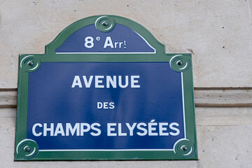 Straßenschild Avenue des Champs Élysées, Paris