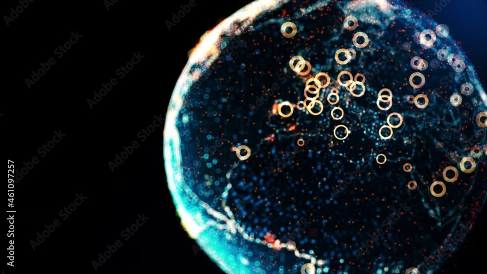 Poster Hologram of the planet Earth/Hologram of the planet Earth. Infographics of ongoing processes in various parts of the planet. Technology Theme Background. 3D Rendering