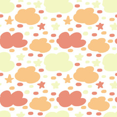 Cute, delicate seamless pattern with  on a white background in pastel color.