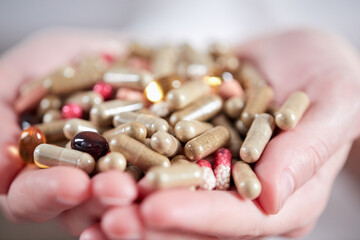 tablets and pills in the hands