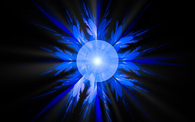 abstract illustration computer generated fantastic crystals of various shapes and shades on a black background for use in symbolism, signs for digital design and graphics