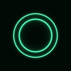 Glowing geometric neon circle, trendy abstraction for banner and advertisement. Green light