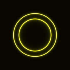 Abstract yellow neon glowing circle, 3d illustration for banner and your ideas.