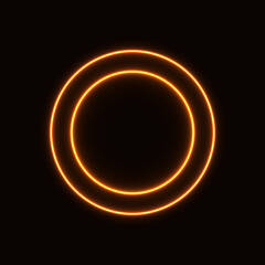 Neon orange geometric circle, 3d glowing abstraction.