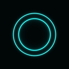 Two neon blue circles, glowing frame for your banner. Light abstraction