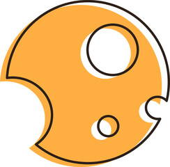The logo for the cheese factory. Cheese with holes.  Block of cheese in vector.