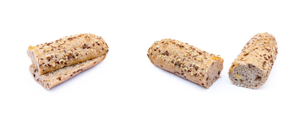 Whole wheat bread isolated on white background