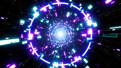 Video Jockey Concept Neon Light Sci Fi Tunnel Background