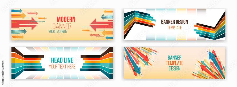 Fototapete abstract web design banner. modern graphic template for websites. retro arrows style vintage backgro