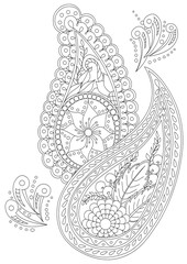 Hand drawn paisley coloring page