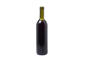 A bottle of red wine on a white background. Wine alcoholic drink.