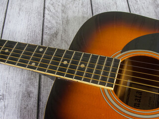Obraz premium An old guitar. The neck of an old guitar.