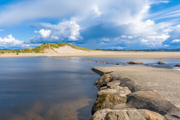 Gorgeous beaches on the souther coast of Norway along the famous the North Sea Road, near...