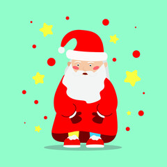 Cute Cartoon Santa Claus wishes of Marry Christmas and a Happy New Year