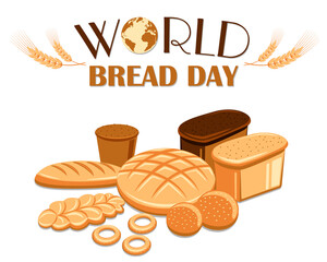Vector design in flat style for World Bread Day 16 October.