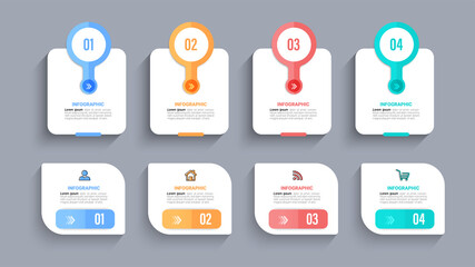 Infographics design template, business concept with 4 steps or options, can be used for workflow layout, diagram, annual report, web design.Creative banner, label vector.	
