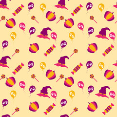 Endless Colorful Halloween Theme Pattern Background.
