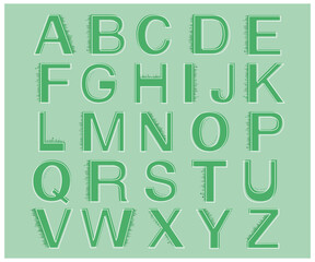 green alphabet set, illustration of a alphabet, vector, alphabet with grass, green letters concept