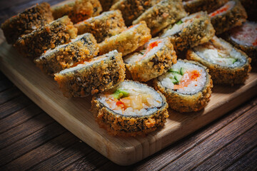 Sushi- delicious asian. Fastfood- restaurant concept